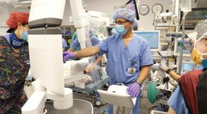 Dr. Abbas El-Sayed Abbas, chief of thoracic surgery at Lifespan Corp., uses the Ion machine, a robotic-assisted navigational bronchoscopy system at Rhode Island Hospital that allows doctors to perform biopsies on small lung nodules. 